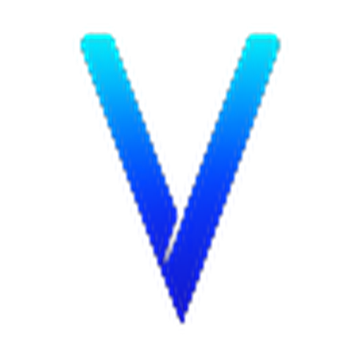 Voxcess logo, stylised letter V in blue